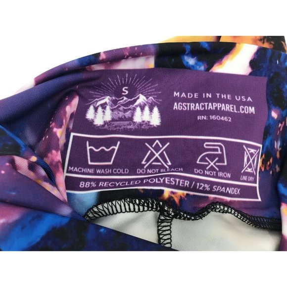 Agstract Apparel Cropped Leggings Size Small Purple Yellow Tie Dye Stretch USA - Picture 8 of 10